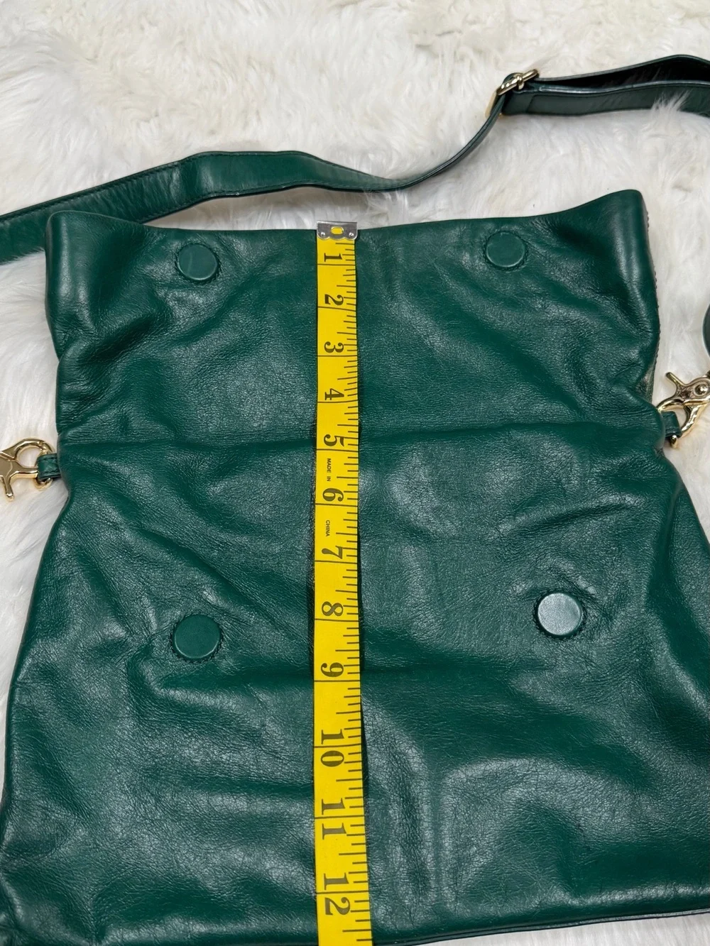 Tory Burch Emerald Green Leather Fold-Over Crossbody with Logo